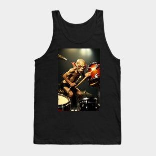 Funny Gollum playing in a heavy metal band graphic design artwork Tank Top